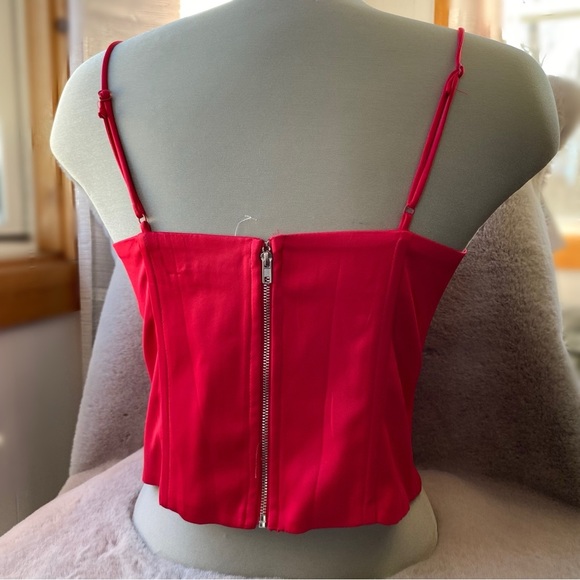 NWT Jason Wu Satin Bustier Corset Top Tank Zipper Pink Red Structured Sleeveless - Picture 4 of 11
